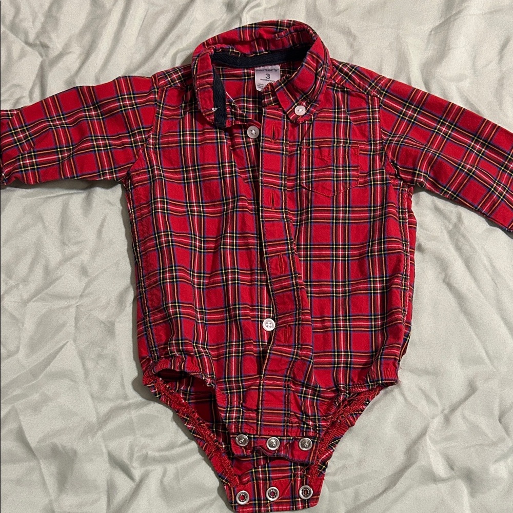 Carter's Red Plaid Infant onesie /bodysuit 0-3mo